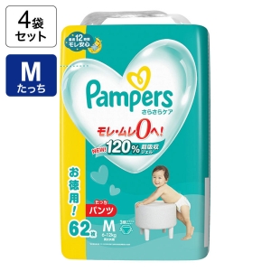 ★【4袋セット】パンパース さらさらケア【パンツ Mたっち 62枚(6-12kg)】4987176203403×4