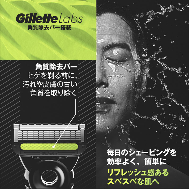 ジレットラボ角質除去バー搭載4Bホルダー 替刃5個付