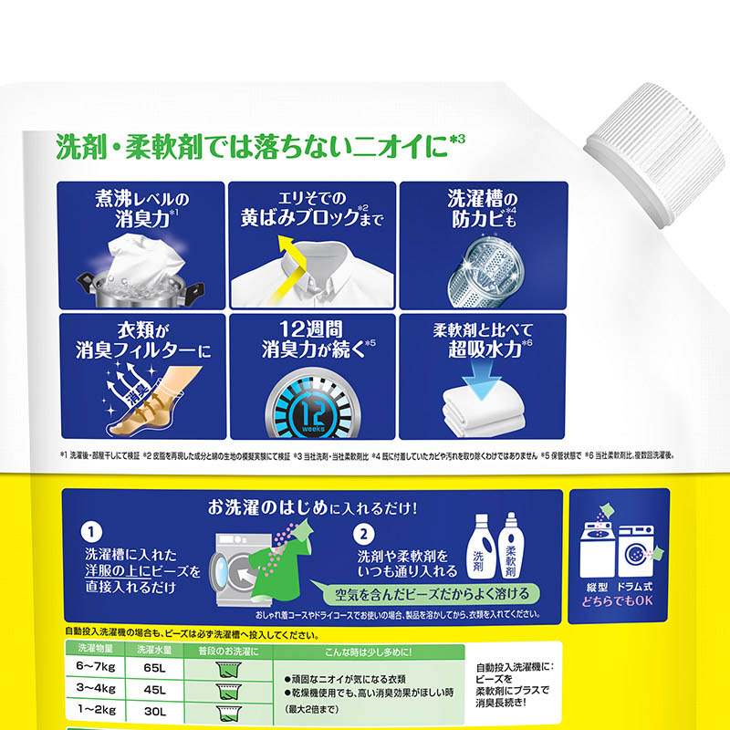 レノア 煮沸消臭 抗菌ビーズ 黄ばみブロッカー シトラスホワイトの香り 詰め替え 1410ml