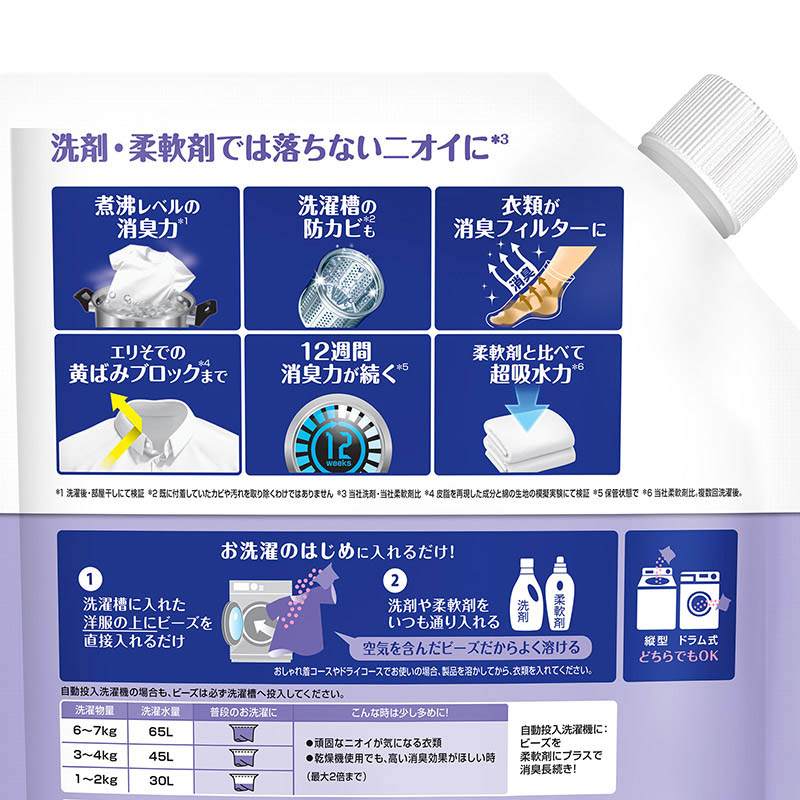 レノア 煮沸消臭 抗菌ビーズ 消臭+防カビ クリーンフレッシュの香り 詰め替え 1410ml