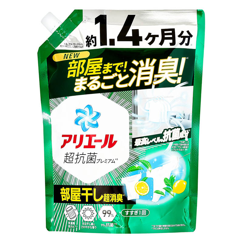 アリエールジェル 超抗菌プレミアム 部屋干し超消臭 詰替 超ジャンボ 1000g