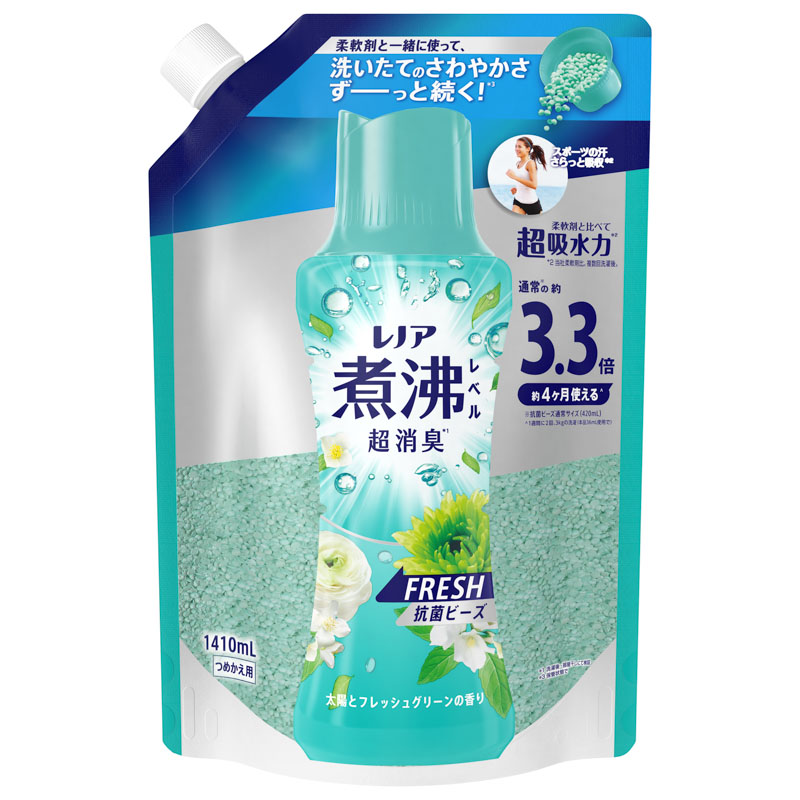 レノア煮沸消臭抗菌ビーズ 太陽とフレッシュグリーンの香り 詰替超特大 1410ml