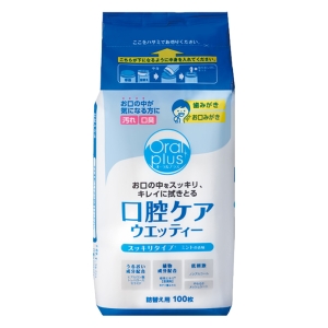 オーラルプラス 口腔ケアウエッティー(スッキリタイプ)詰替用 100枚