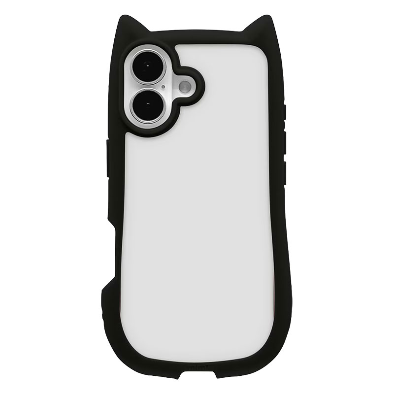 Phone17 ハイブリッドケース mimi 猫耳 耐衝撃吸収 MIL規格 背面クリア 8905IP5AHPBK