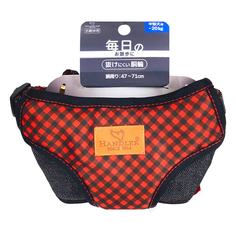 エブリデイ チェックデニムソフト軽胴輪中型犬用 Mサイズ 黒