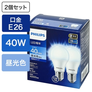 LED電球 40W E26 2個入り 昼光色 E26 一般電球形 40W相当 昼光色 広配光タイプ LDA4D-G|E|K|2